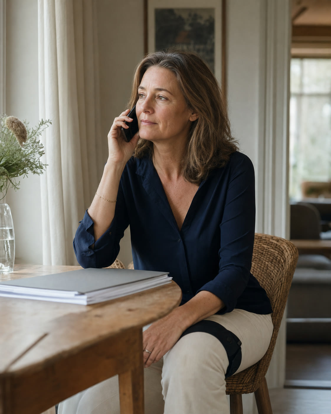 Betroffene bespricht ihre Situation in einem persönlichen Telefonat